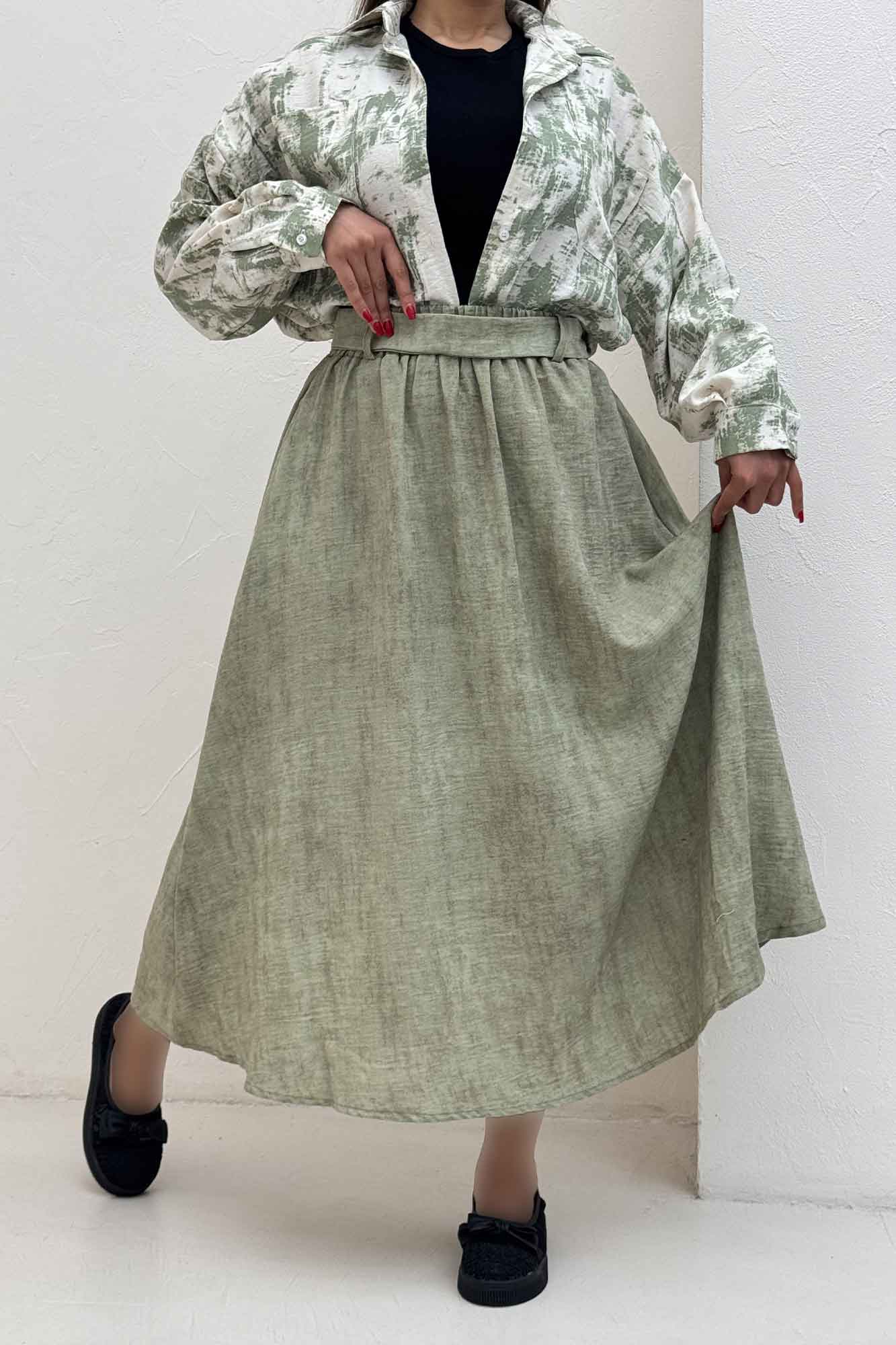 دامن کمربنددار جردن پرینت