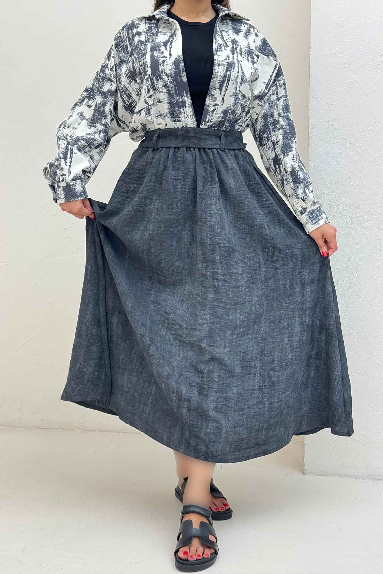 دامن کمربنددار جردن پرینت