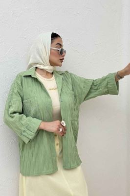 شومیز مانتویی حلزونی آستین پاگن دو جیب
