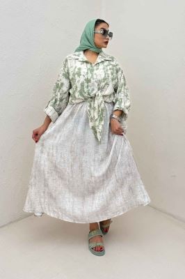 شومیز پرینتی گره ای آستین پاگن کد 3