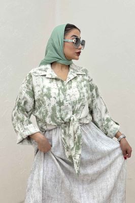 شومیز پرینتی گره ای آستین پاگن کد 3