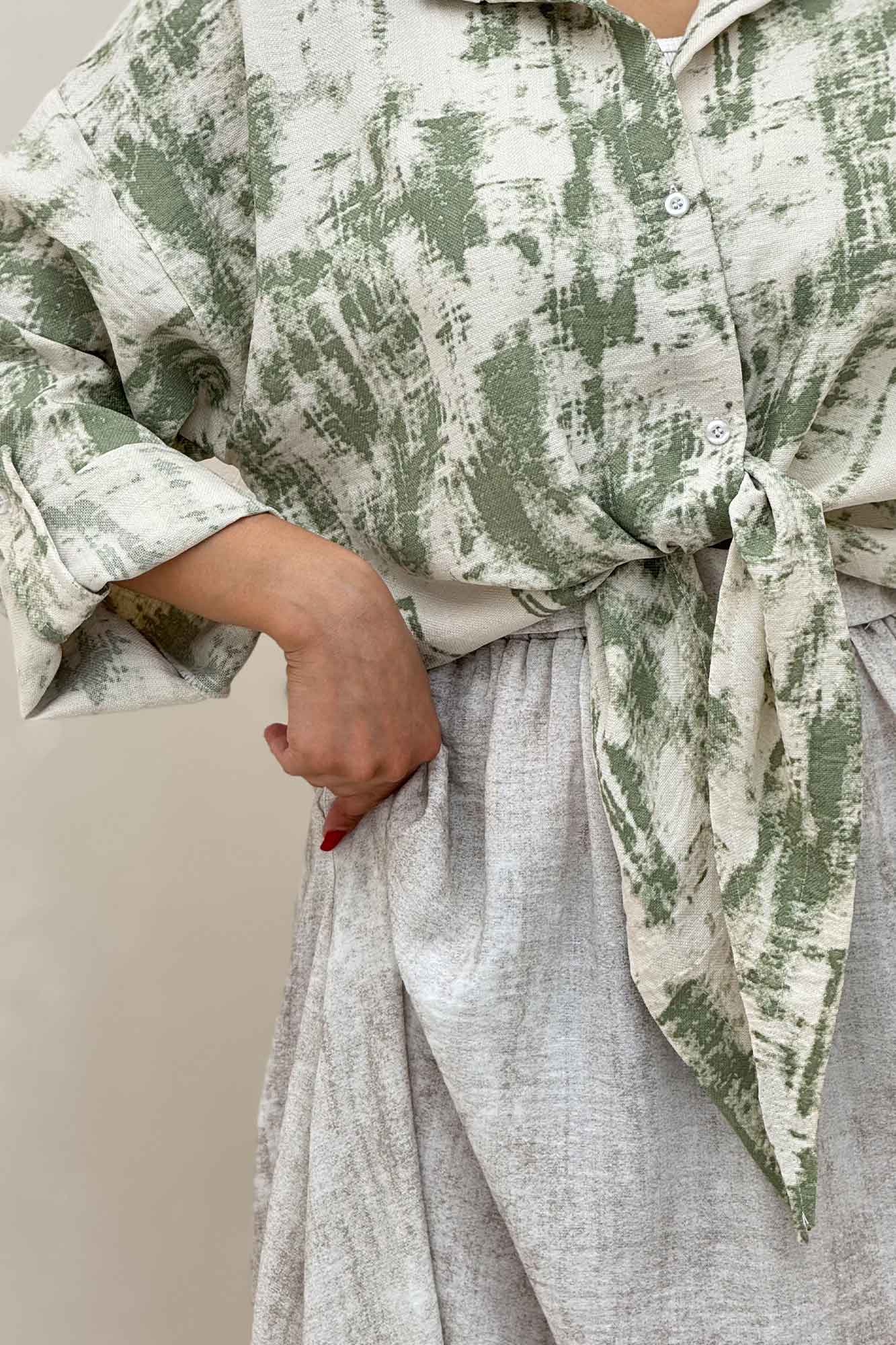 شومیز پرینتی گره ای آستین پاگن کد 3