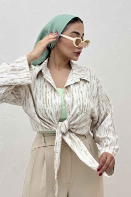 شومیز پرینتی گره ای آستین پاگن کد 5