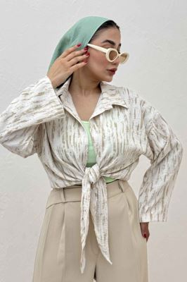 شومیز پرینتی گره ای آستین پاگن کد 5