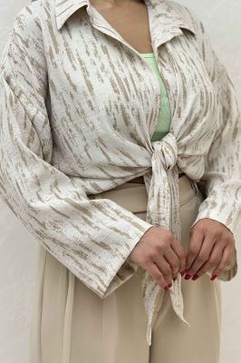 شومیز پرینتی گره ای آستین پاگن کد 5