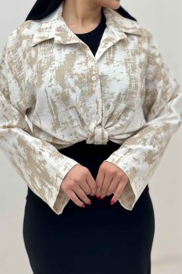 شومیز پرینتی گره ای آستین پاگن کد 3