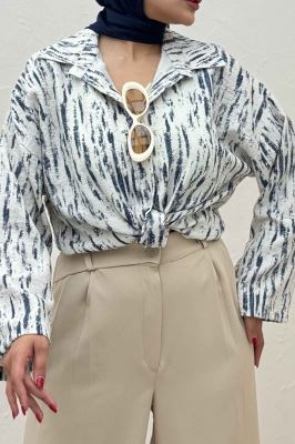 شومیز پرینتی گره ای آستین پاگن کد 5