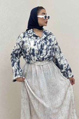 شومیز پرینتی گره ای آستین پاگن کد 3