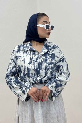 شومیز پرینتی گره ای آستین پاگن کد 3