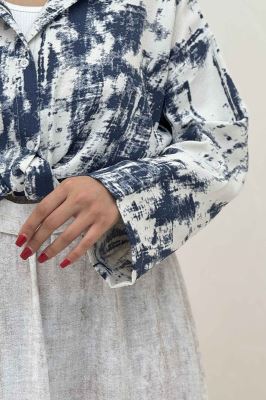 شومیز پرینتی گره ای آستین پاگن کد 3