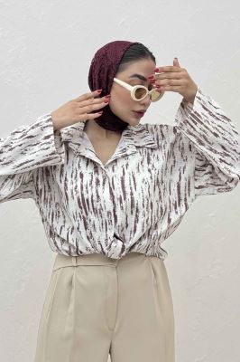 شومیز پرینتی گره ای آستین پاگن کد 5