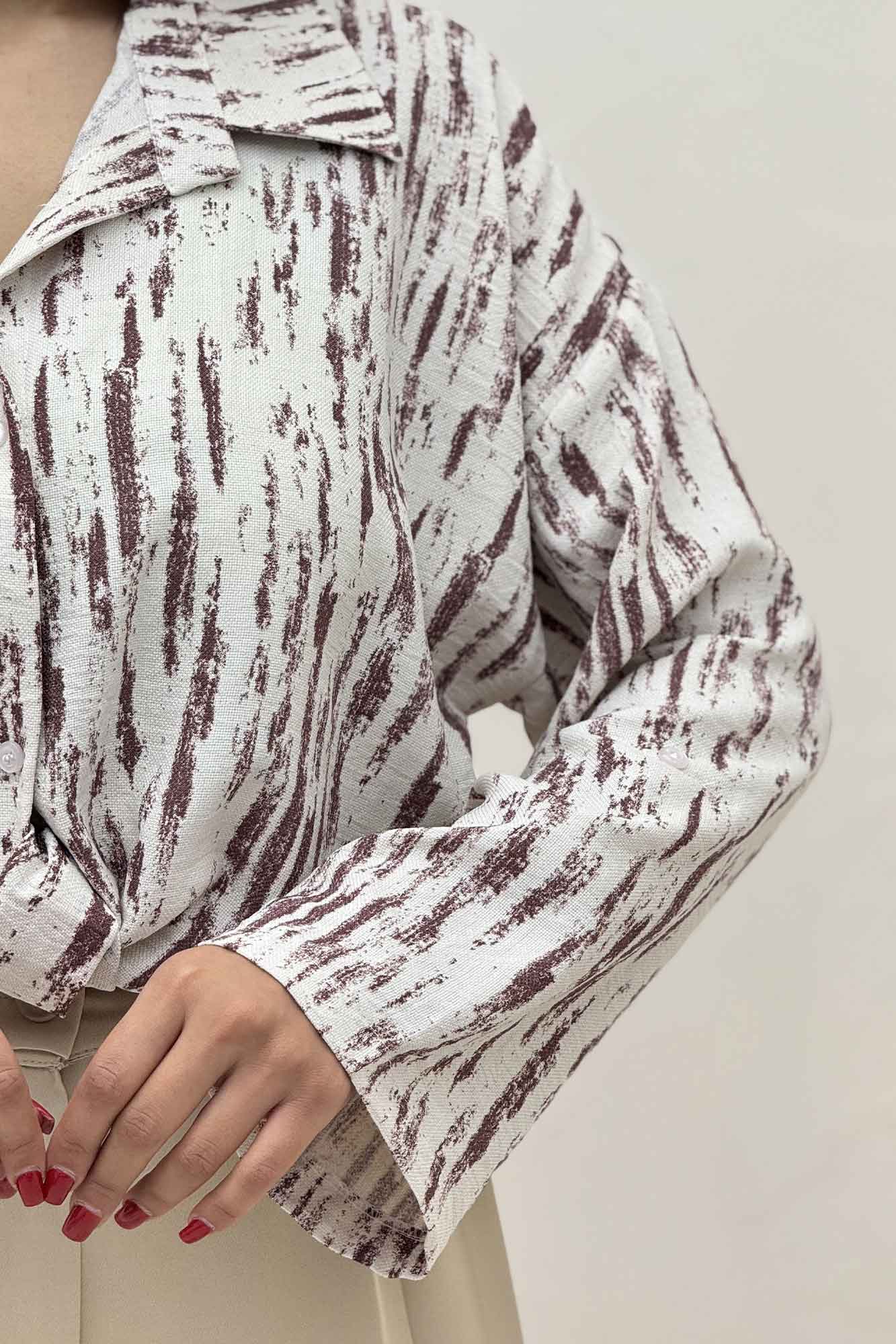 شومیز پرینتی گره ای آستین پاگن کد 5