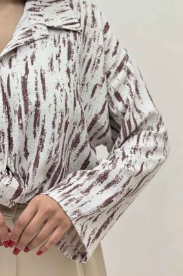 شومیز پرینتی گره ای آستین پاگن کد 5