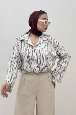 شومیز پرینتی گره ای آستین پاگن کد 5