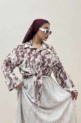 شومیز پرینتی گره ای آستین پاگن کد 3