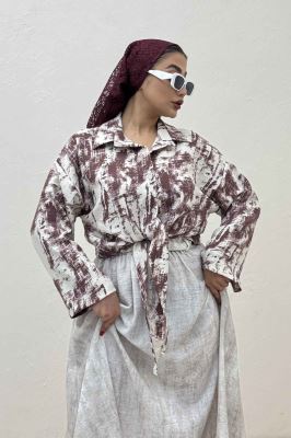 شومیز پرینتی گره ای آستین پاگن کد 3