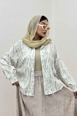 شومیز مانتویی پرینتی دو جیب تک پیله کد 5