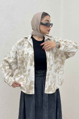 شومیز مانتویی پرینتی دو جیب تک پیله کد 3