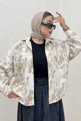 شومیز مانتویی پرینتی دو جیب تک پیله کد 3