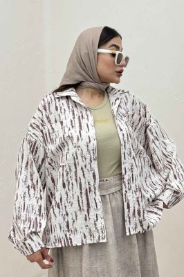 شومیز مانتویی پرینتی دو جیب تک پیله کد 5