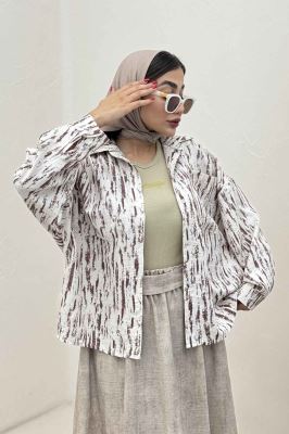 شومیز مانتویی پرینتی دو جیب تک پیله کد 5