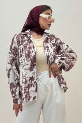 شومیز مانتویی پرینتی دو جیب تک پیله کد 3