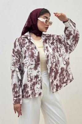 شومیز مانتویی پرینتی دو جیب تک پیله کد 3