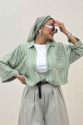 شومیز گره ای لینن زارا تک جیب