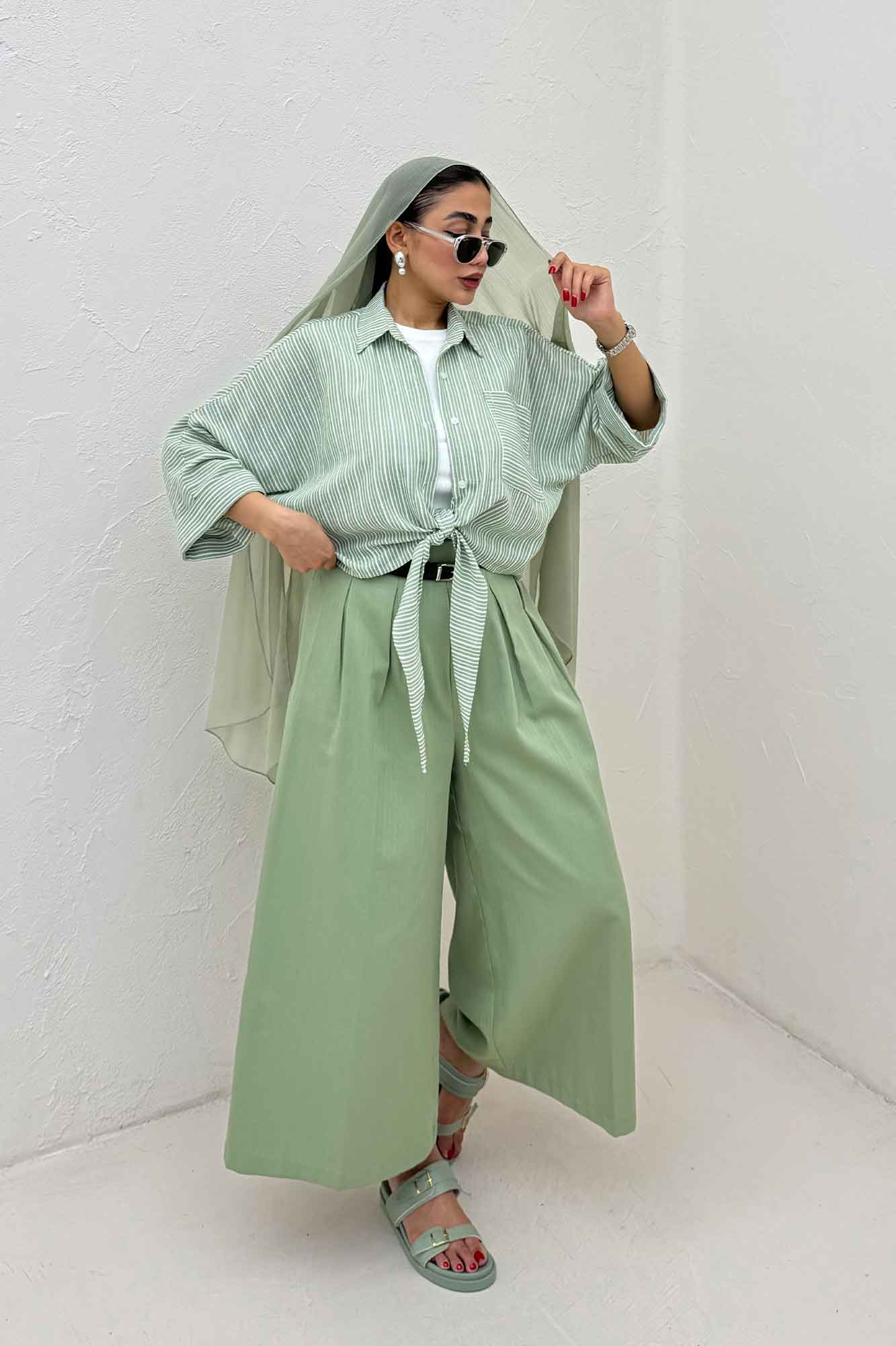 شومیز گره ای لینن زارا تک جیب