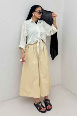 شومیز گره ای لینن زارا تک جیب