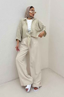 شومیز گره ای لینن زارا تک جیب