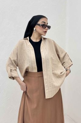 مانتو راه راه استرایپ یقه آبشاری