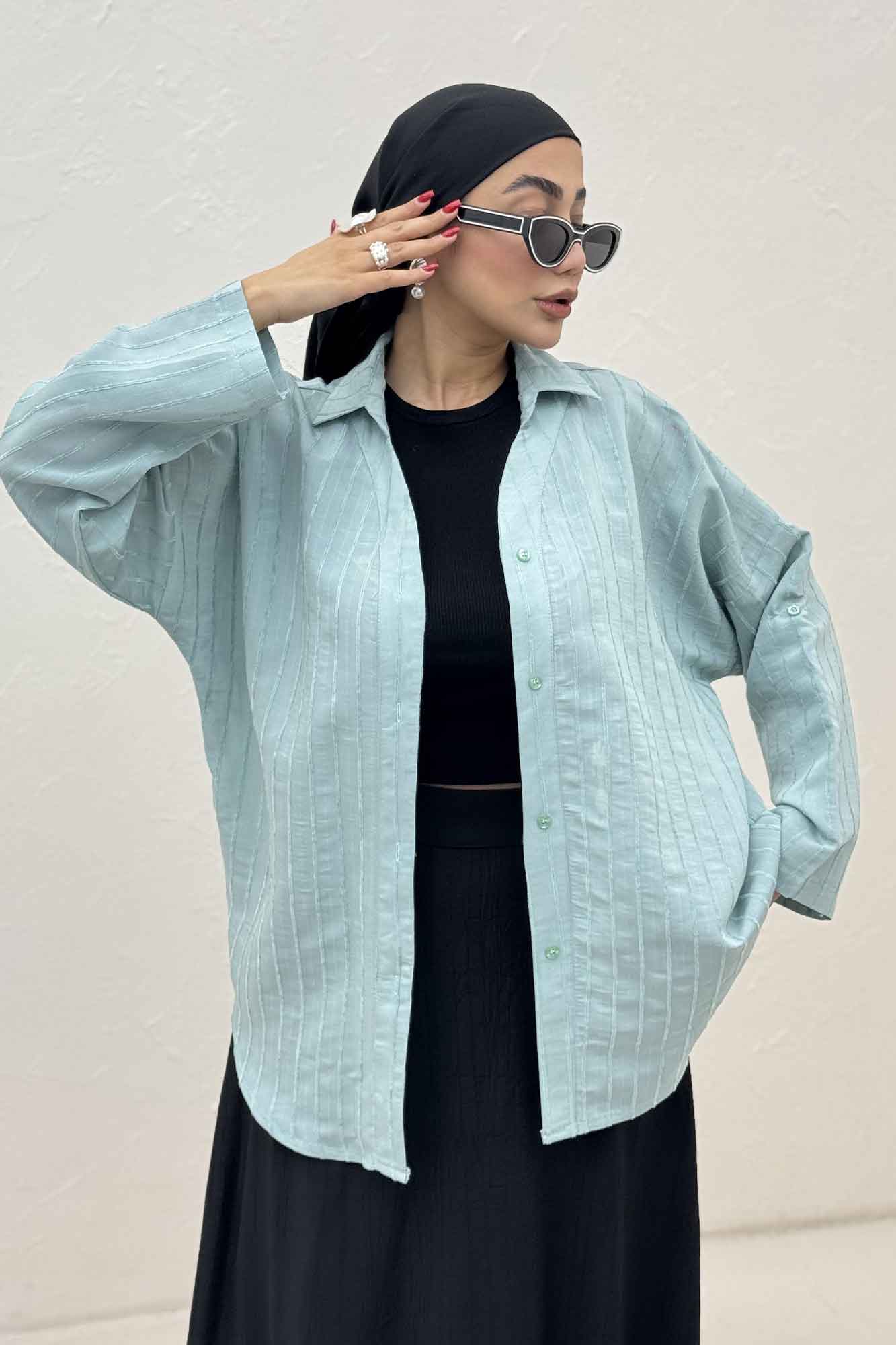 مانتو راه راه استرایپ یقه آبشاری