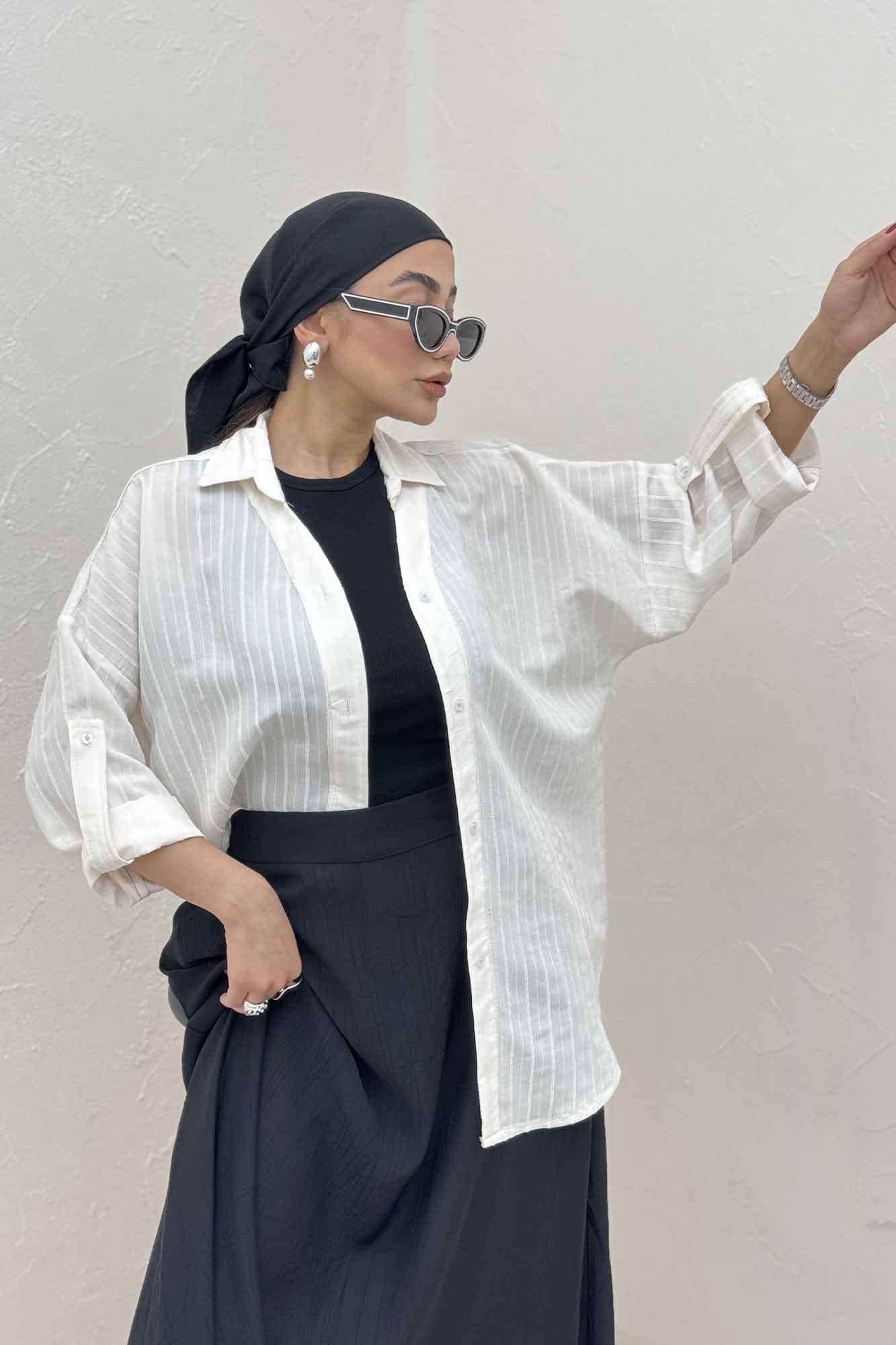 مانتو راه راه استرایپ یقه آبشاری