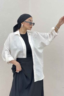 مانتو راه راه استرایپ یقه آبشاری