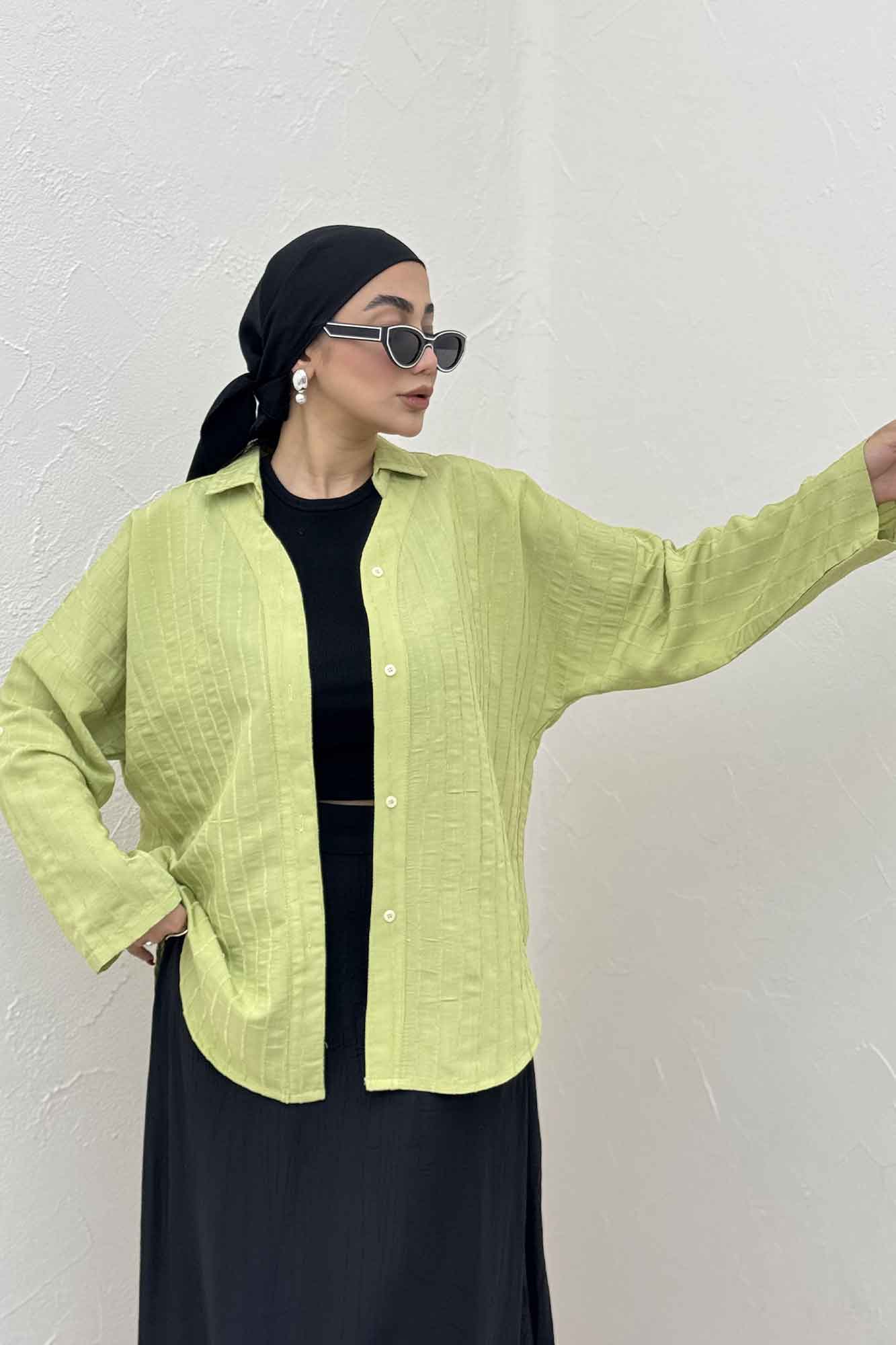 مانتو راه راه استرایپ یقه آبشاری