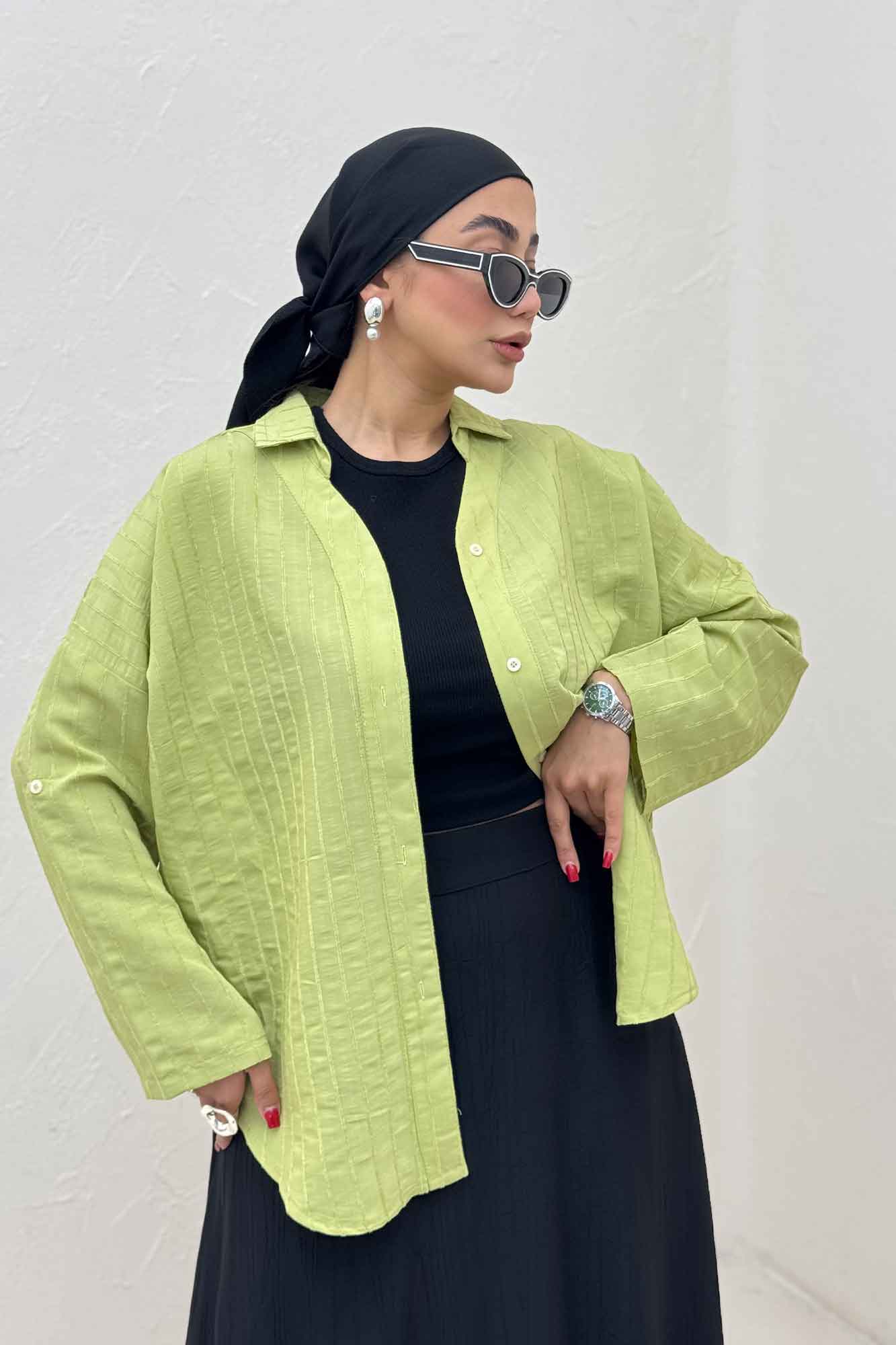 مانتو راه راه استرایپ یقه آبشاری