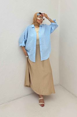 مانتو راه راه استرایپ یقه آبشاری