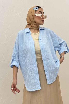 مانتو راه راه استرایپ یقه آبشاری