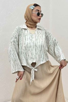 شومیز گره ای یقه هفت پرینتی کد 5