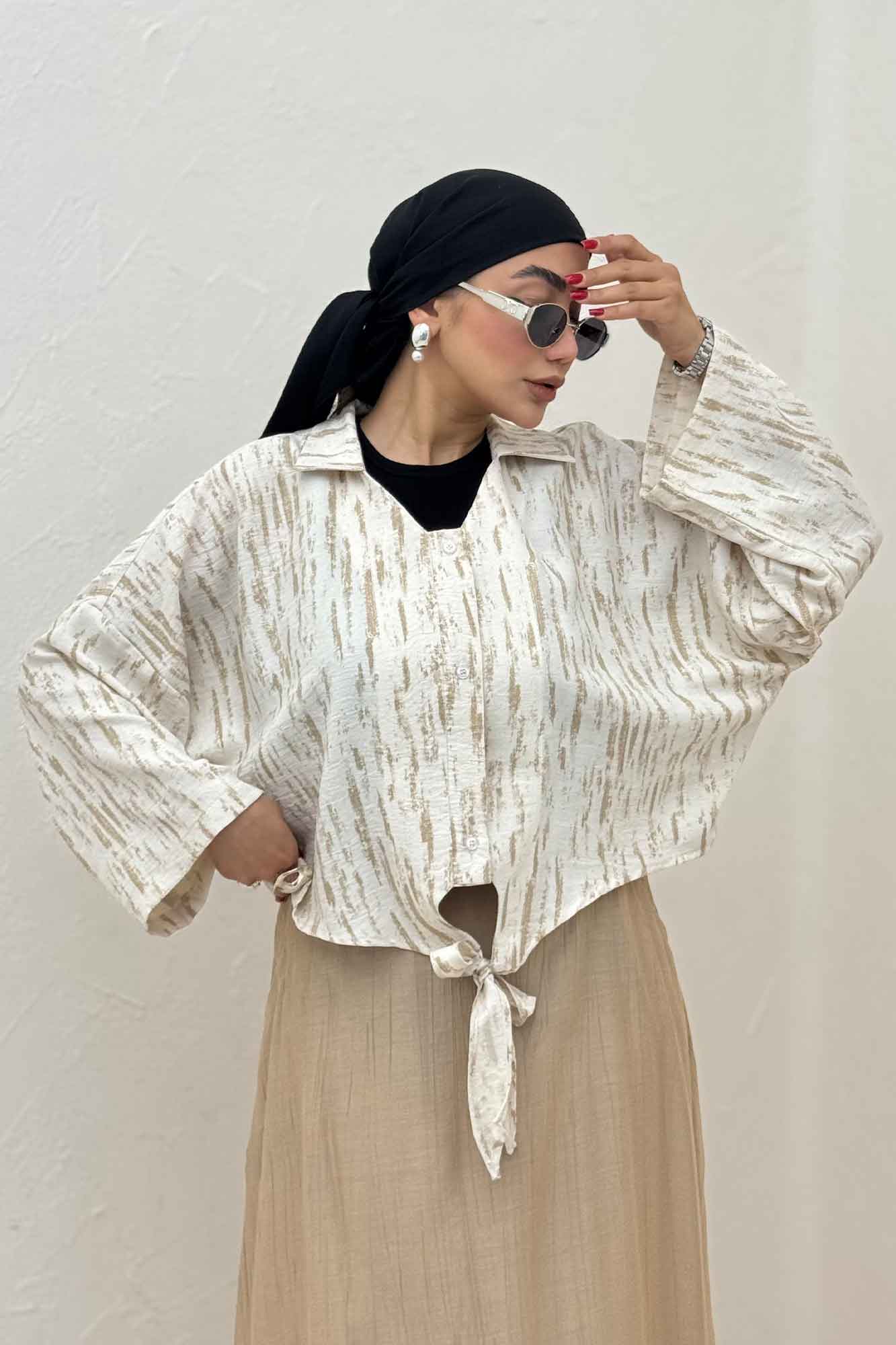 شومیز گره ای یقه هفت پرینتی کد 5