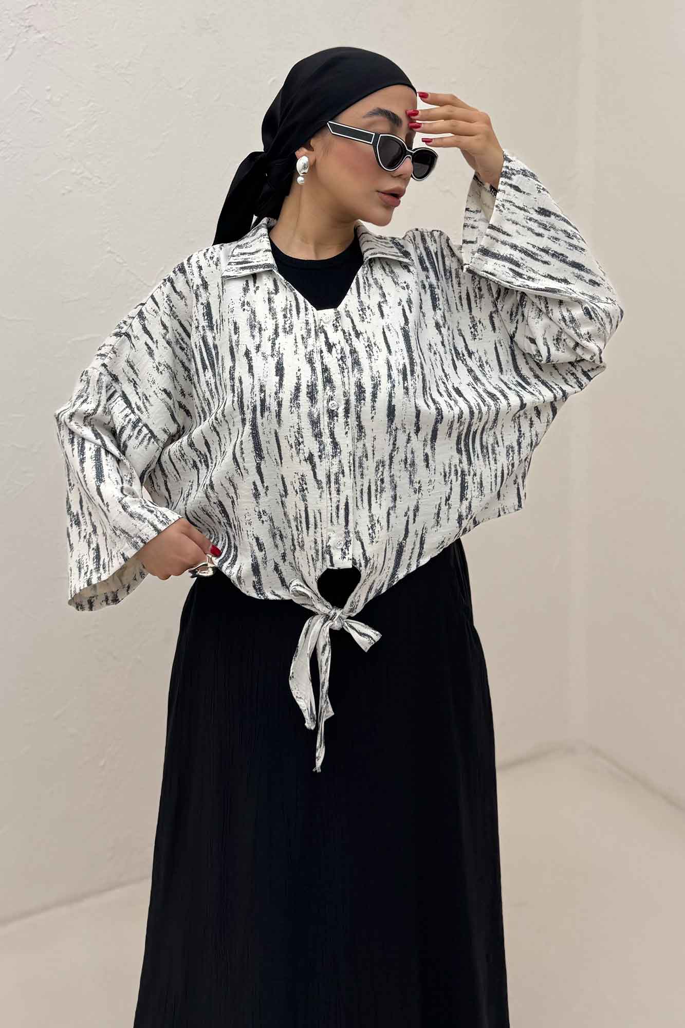 شومیز گره ای یقه هفت پرینتی کد 5