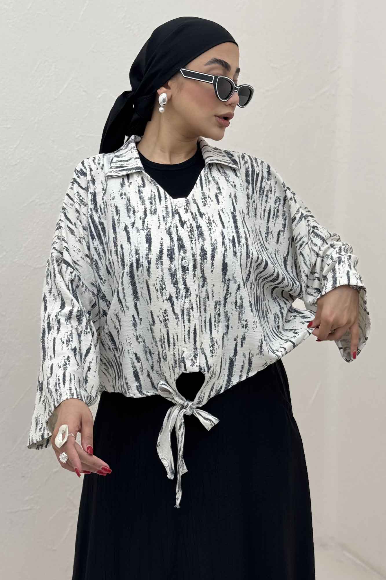 شومیز گره ای یقه هفت پرینتی کد 5