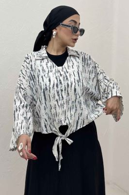 شومیز گره ای یقه هفت پرینتی کد 5