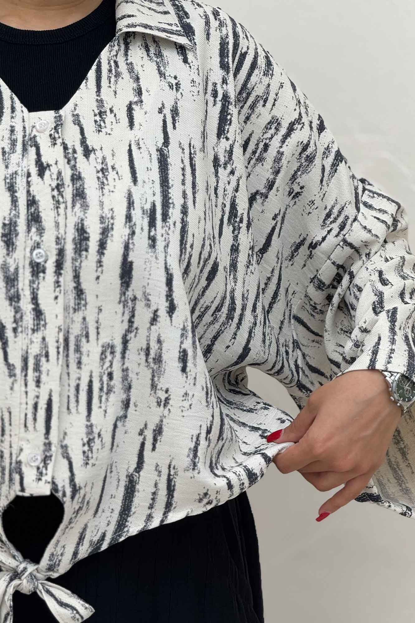 شومیز گره ای یقه هفت پرینتی کد 5