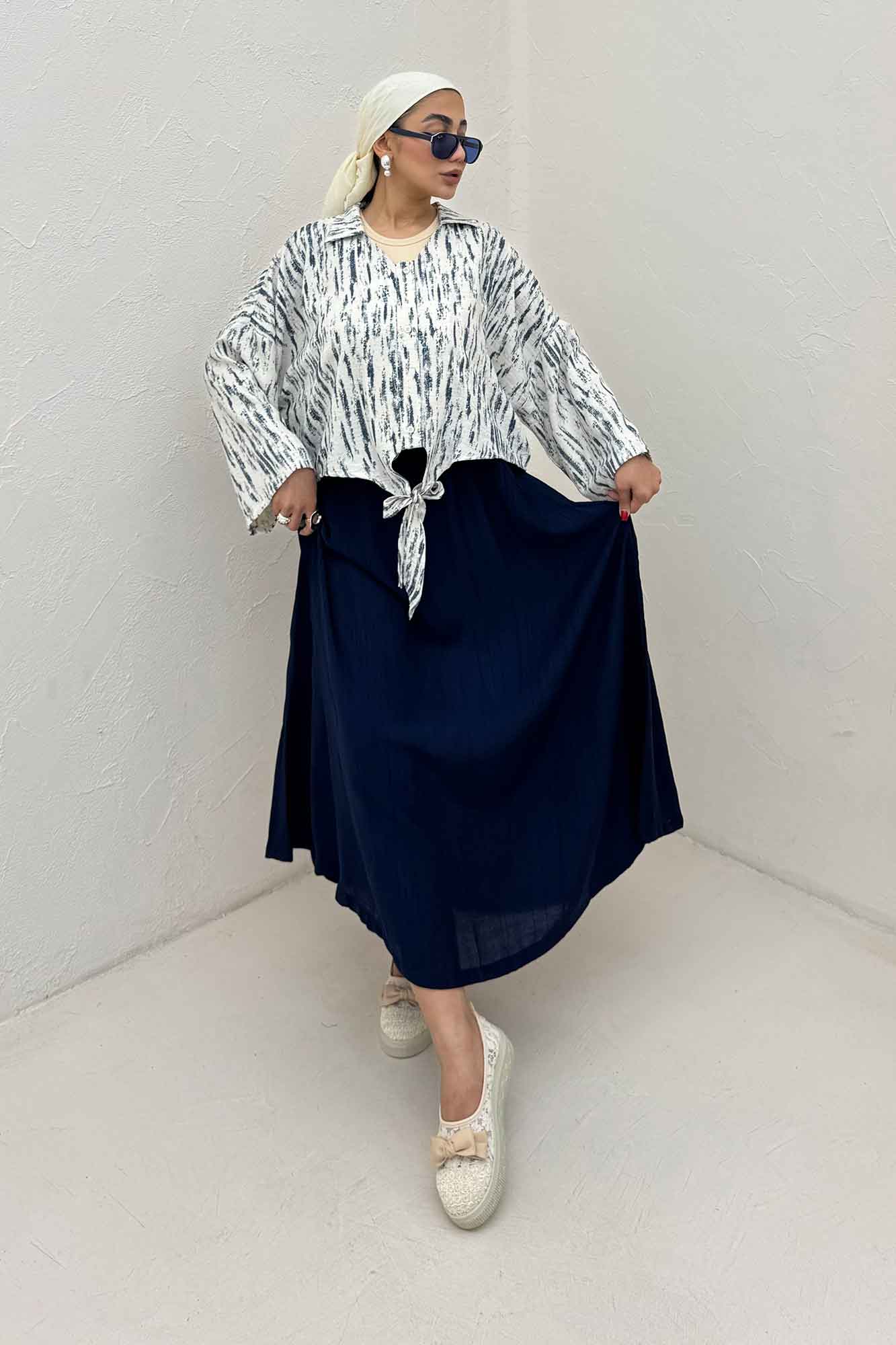 شومیز گره ای یقه هفت پرینتی کد 5