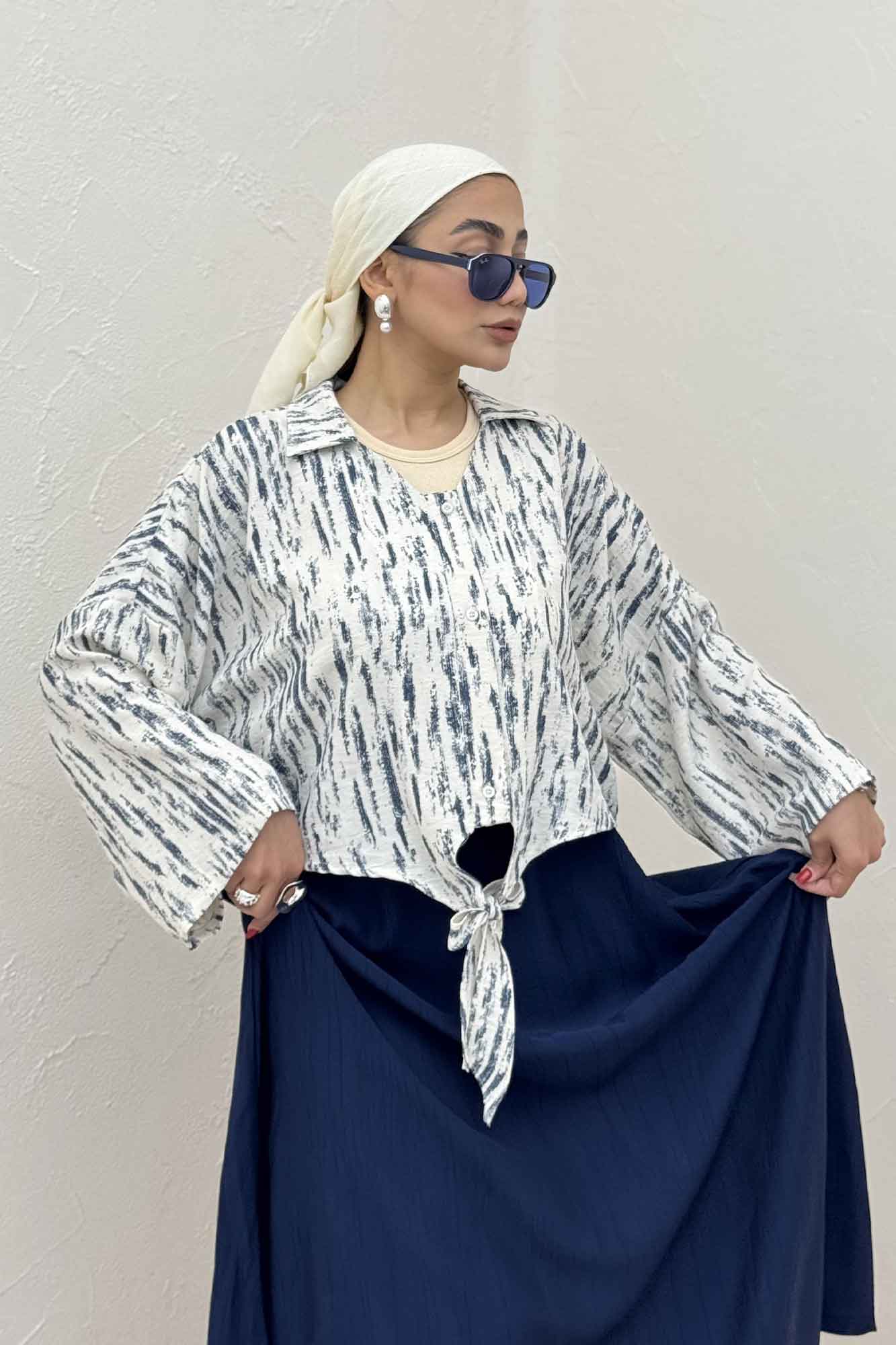 شومیز گره ای یقه هفت پرینتی کد 5