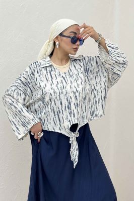 شومیز گره ای یقه هفت پرینتی کد 5