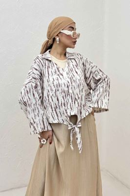 شومیز گره ای یقه هفت پرینتی کد 5