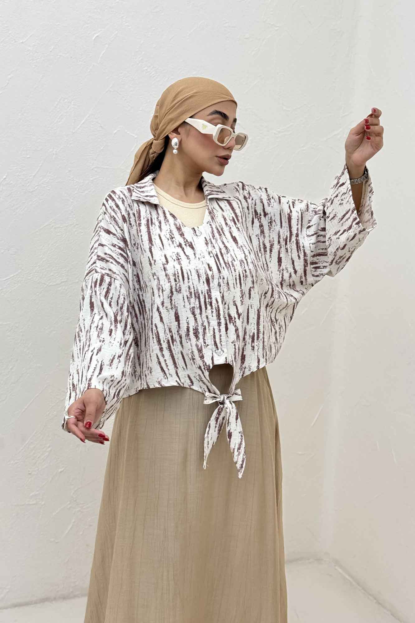 شومیز گره ای یقه هفت پرینتی کد 5